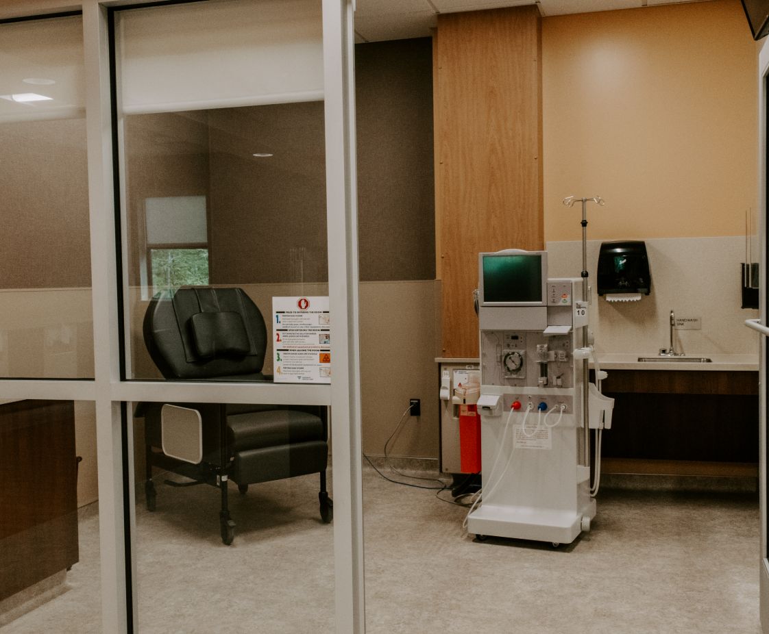 Fresenius Gardiner	 in Gardiner, ME. Reception Area, designed by Hardaway Sziabowski Architects.