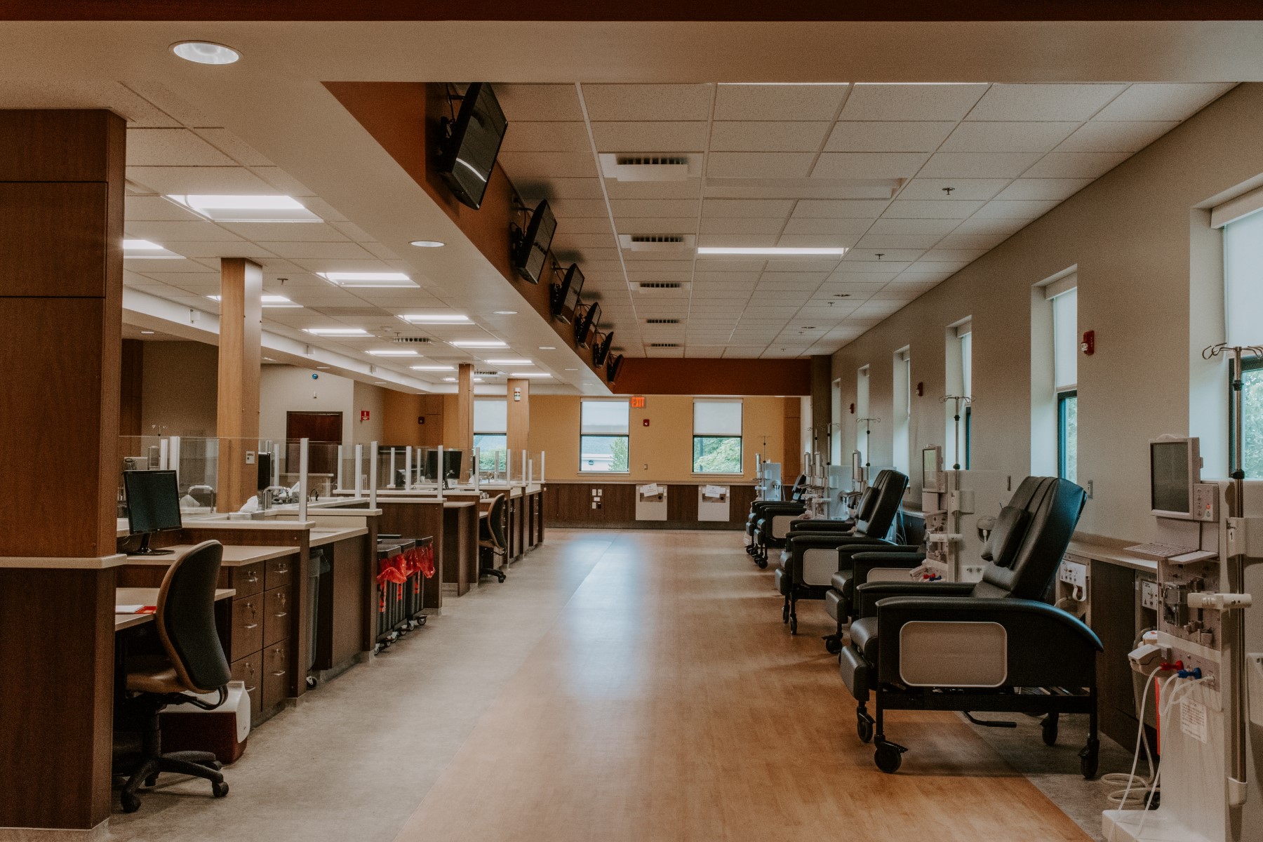 Fresenius Gardiner	 in Gardiner, ME. Reception Area, designed by Hardaway Sziabowski Architects.