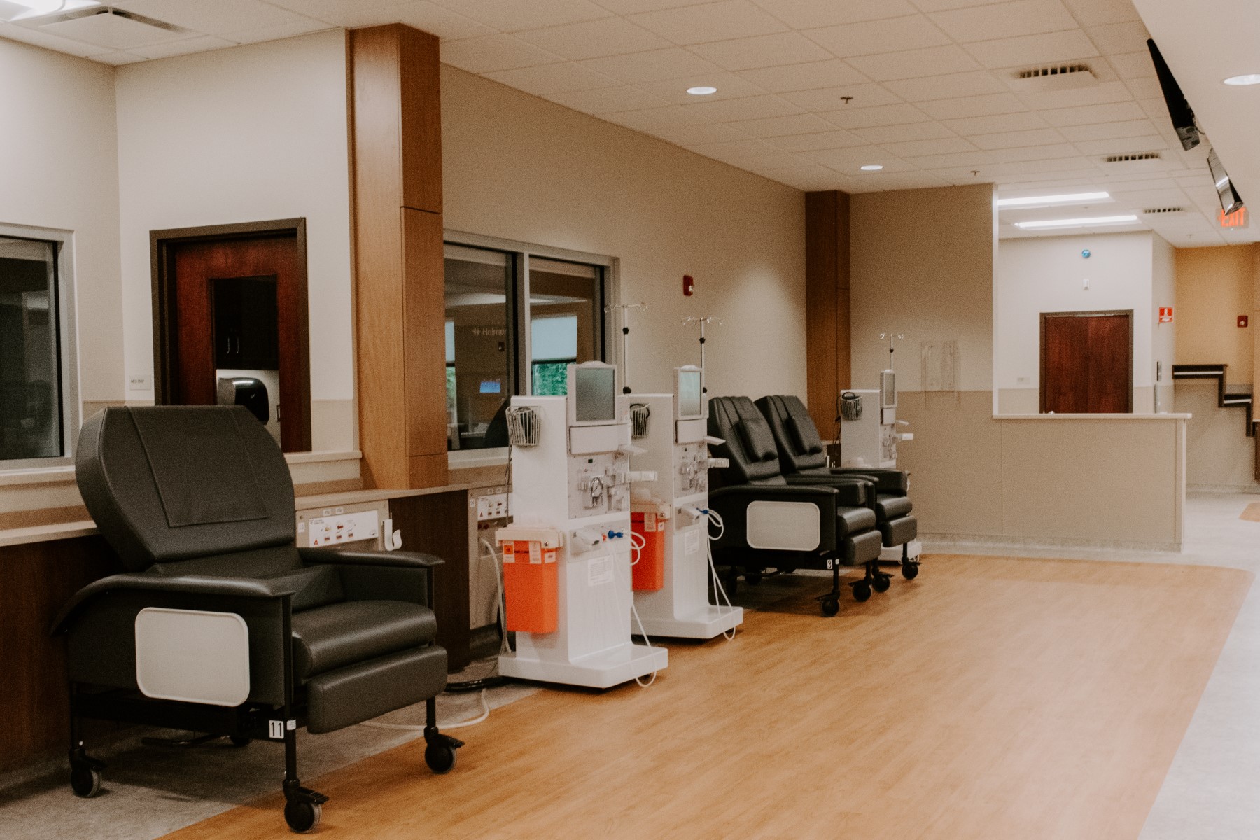 Fresenius Gardiner	 in Gardiner, ME. Reception Area, designed by Hardaway Sziabowski Architects.