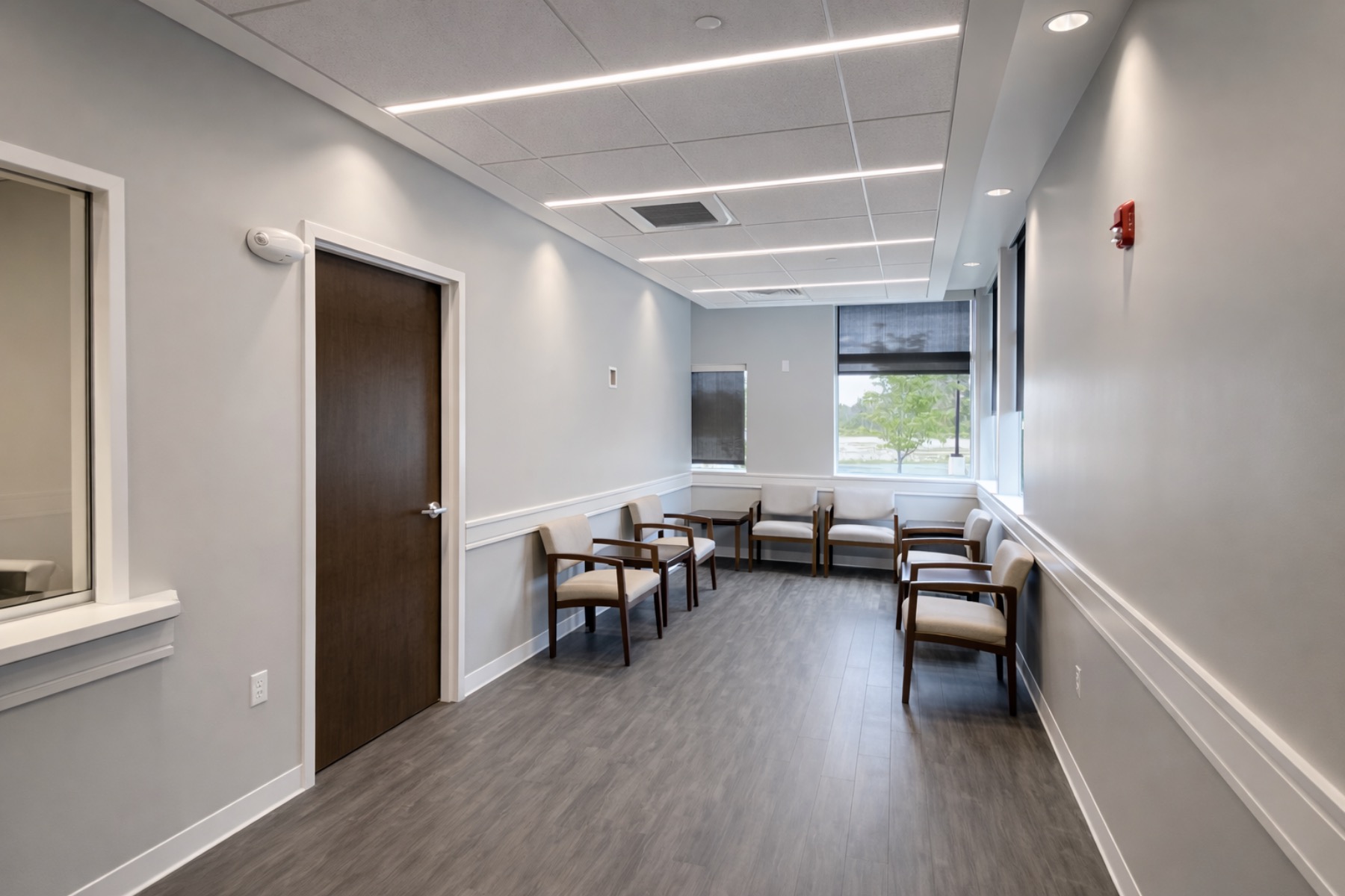 Harbor Interventional Pain Center in Newington, New Hampshire. Reception Area, designed by Hardaway Sziabowski Architects.