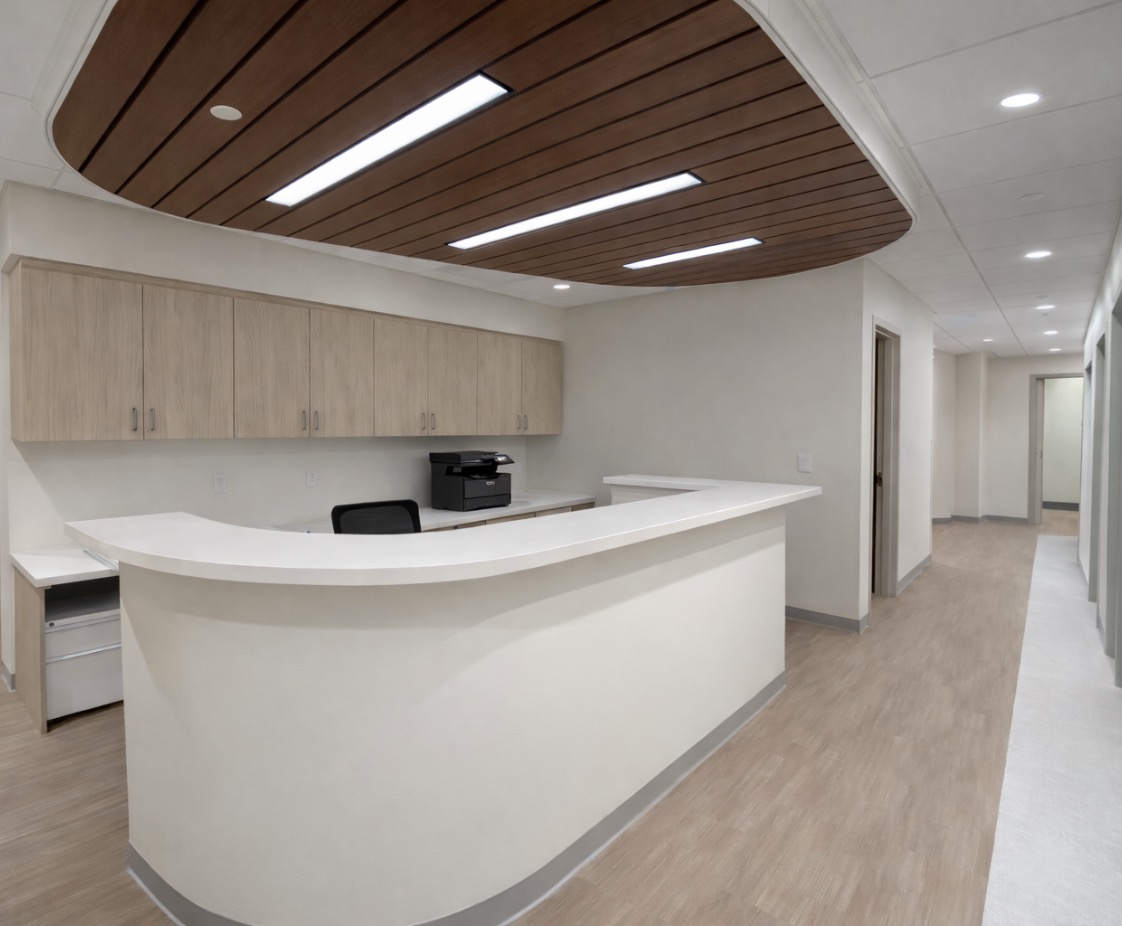 Integrated Gastroenterology Consultants & Endoscopy Suite in Andover, Massachusetts. Reception Area, designed by Hardaway Sziabowski Architects.