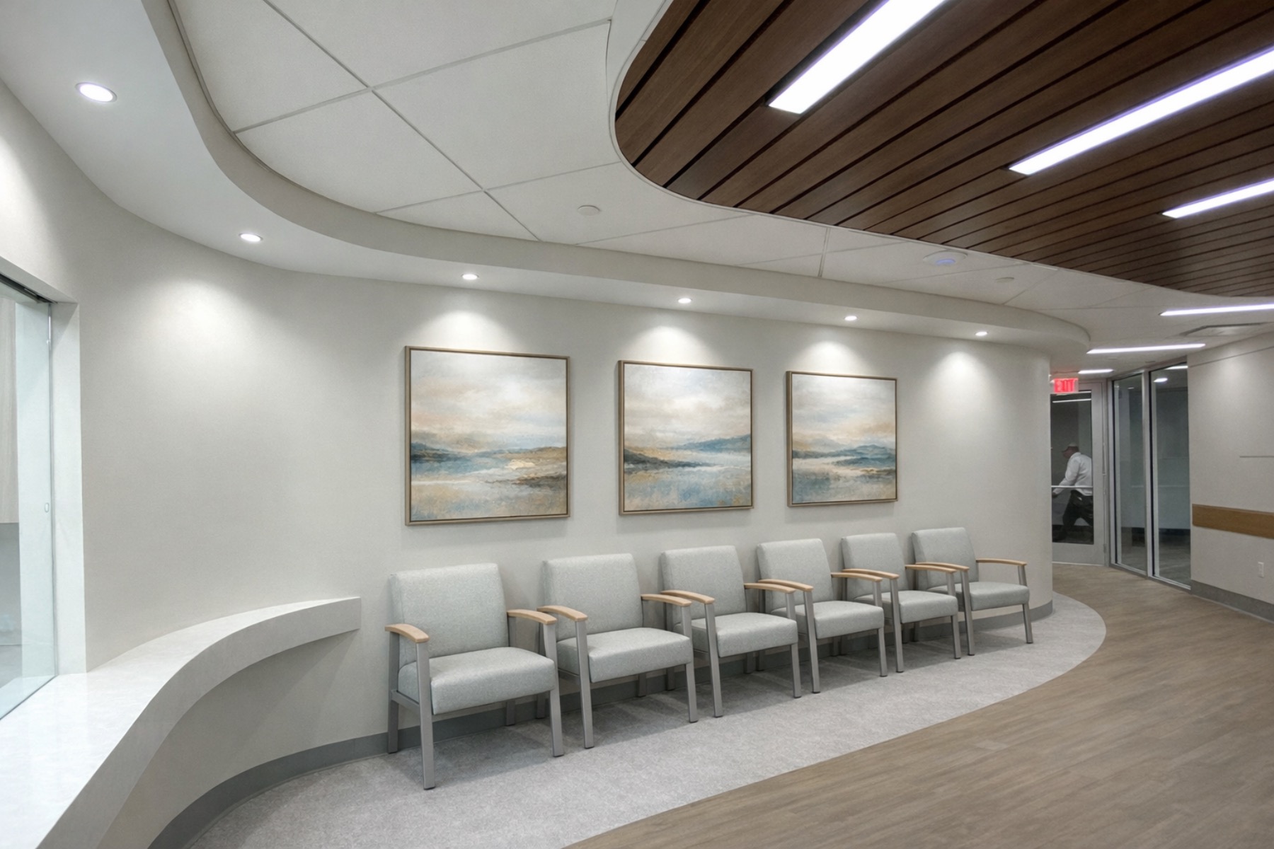 Integrated Gastroenterology Consultants & Endoscopy Suite in Andover, Massachusetts. Reception Area, designed by Hardaway Sziabowski Architects.