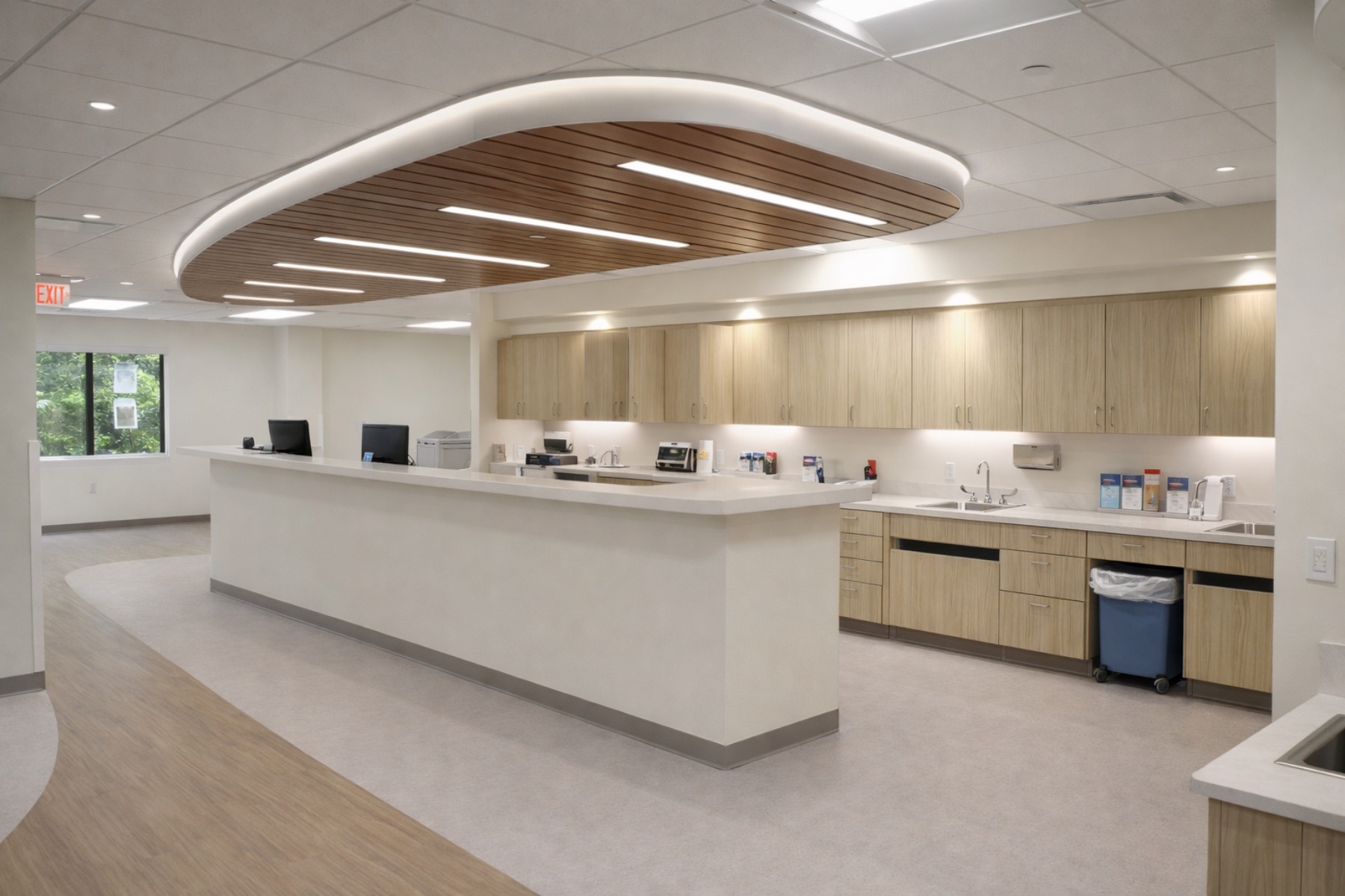 Integrated Gastroenterology Consultants & Endoscopy Suite in Andover, Massachusetts. Reception Area, designed by Hardaway Sziabowski Architects.