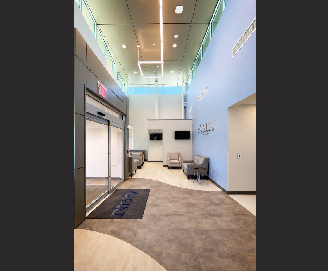 Joint Replacement Center of Louisiana in Lake Charles, Louisiana. Reception Area, designed by Hardaway Sziabowski Architects.