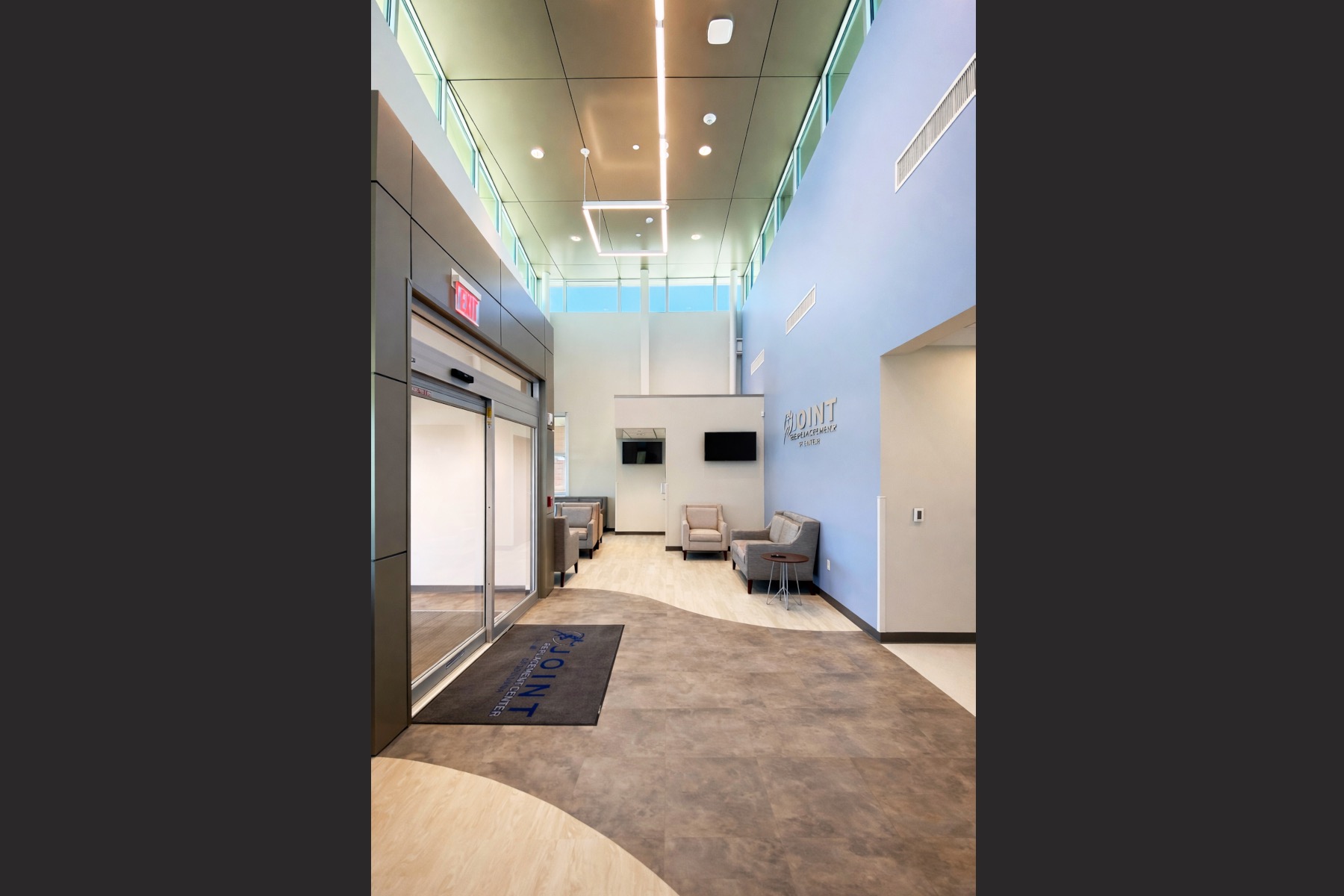 Joint Replacement Center of Louisiana in Lake Charles, Louisiana. Reception Area, designed by Hardaway Sziabowski Architects.