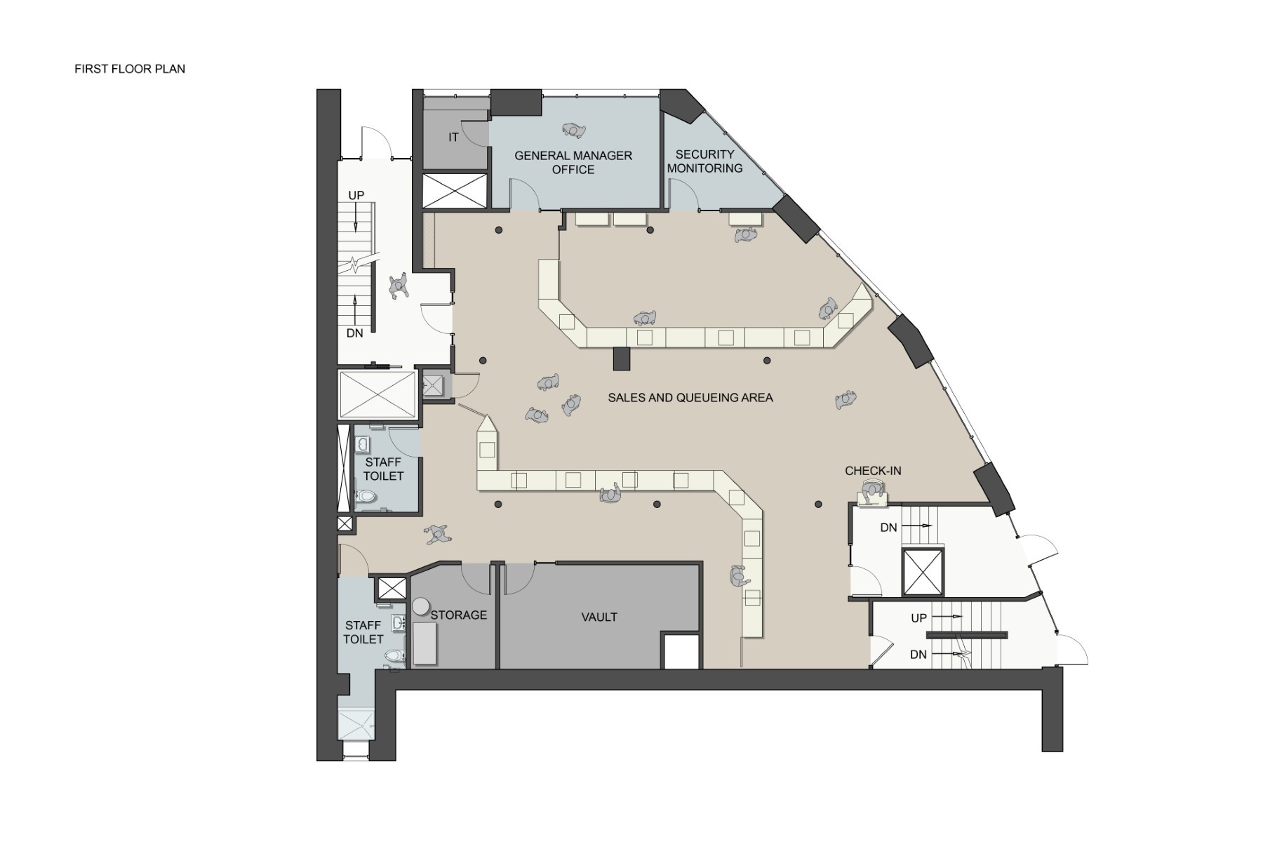 Stone Throw Cannabis Dispensary in Boston, MA. Reception Area, designed by Hardaway Sziabowski Architects.