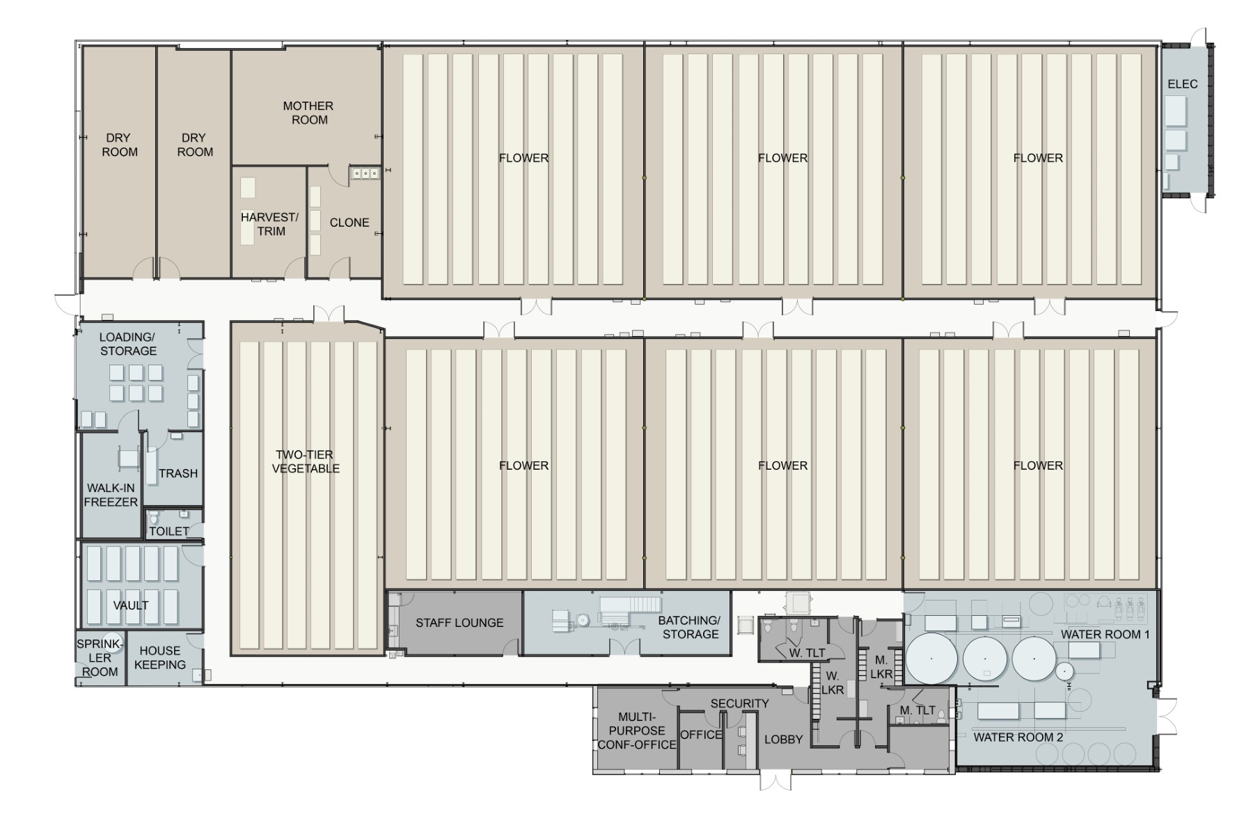 Top Shelf Cannaseurs in Uxbridge, MA. Reception Area, designed by Hardaway Sziabowski Architects.